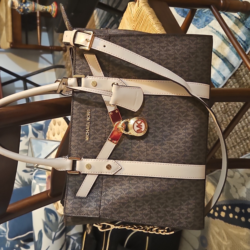 Pre-owned Michael Kors Brown Signature Novmuveau Hamilton Satchel